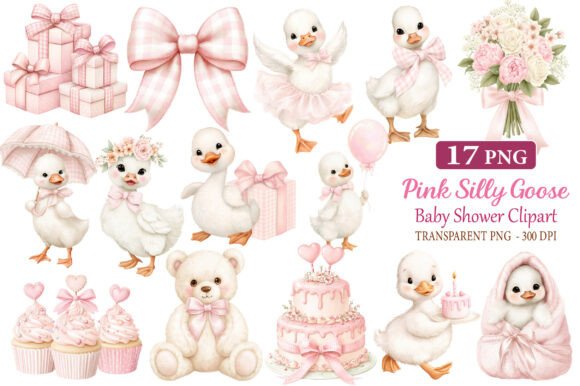 Download Pink Silly Goose Baby Shower Clipart - Shower Collection